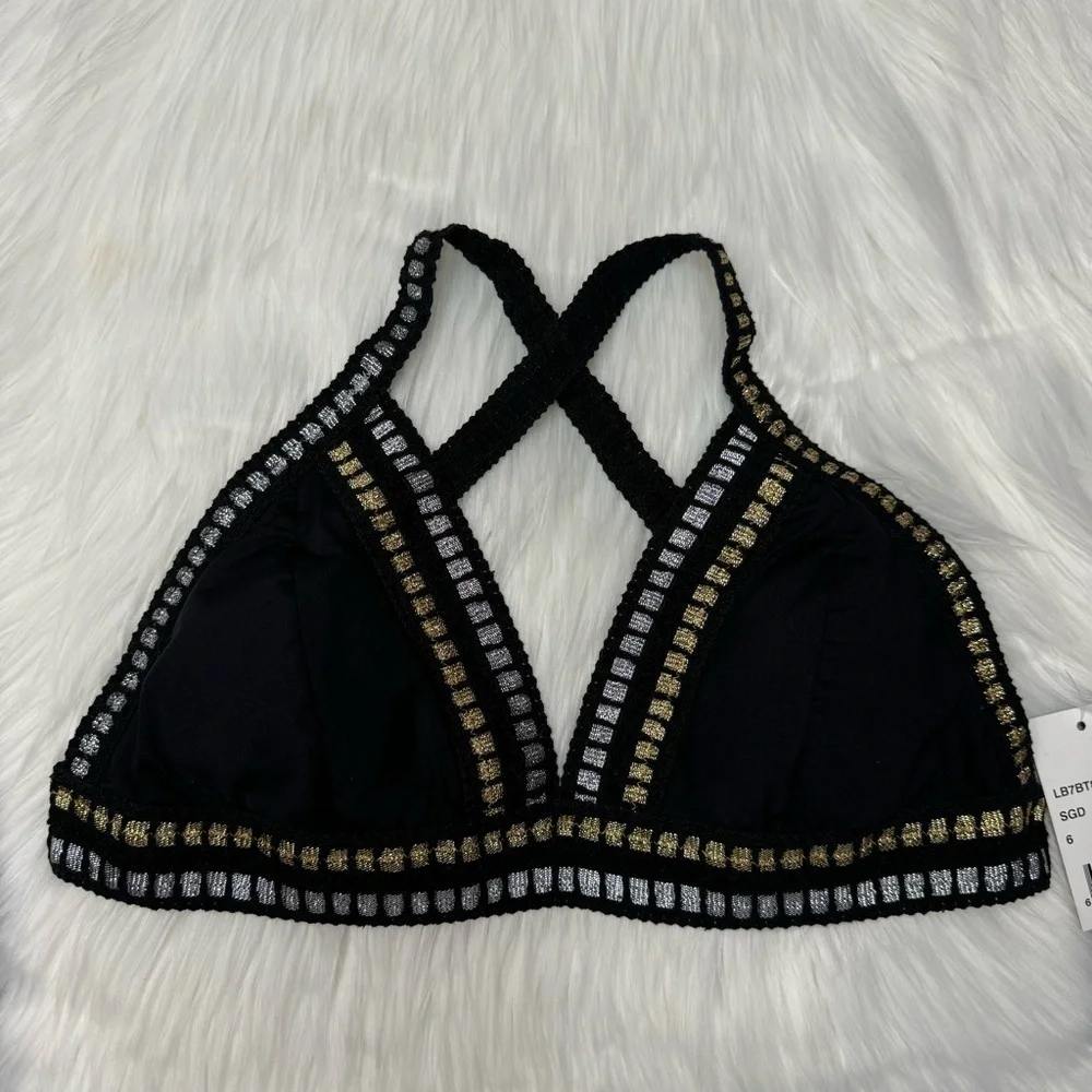 NWT La Blanca Threading Along Triangle Bikini Top size 6